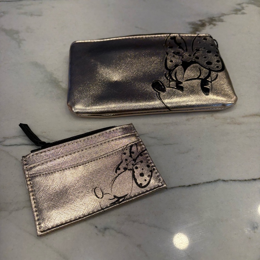 Playful rose gold wristlet and Card Holder Set